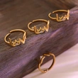 18K gold plated letter love chain shape open adjustable rings 