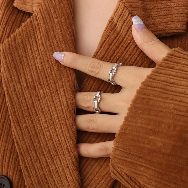 316L Cuban Chain Pattern Ring Band