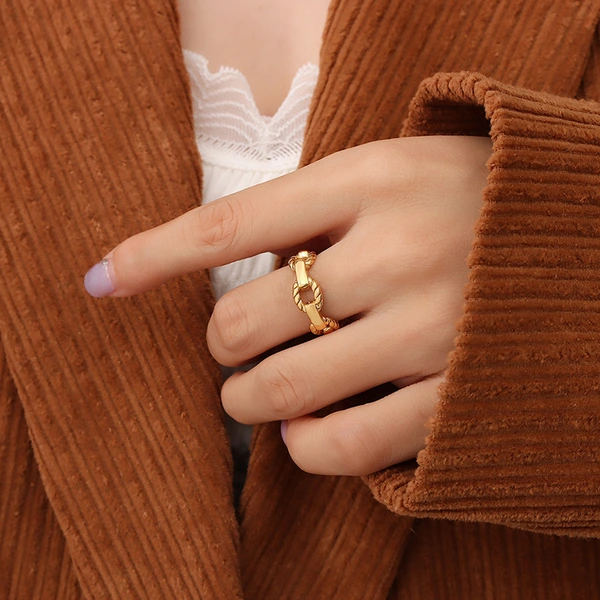 316L Cuban Chain Pattern Ring Band