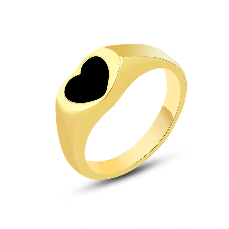 18k yellow gold plating Stainless Steel Heart Ring