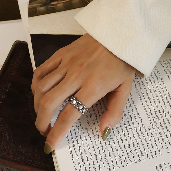 Stainless Steel Gold Color Women Strap Ring Band