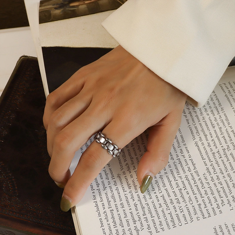 Stainless Steel Gold Color Women Strap Ring Band