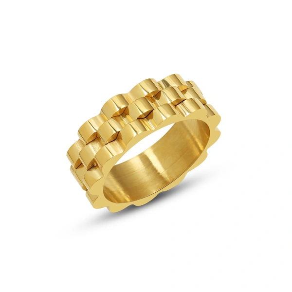 18K Yellow Gold Women Watch Ring Band