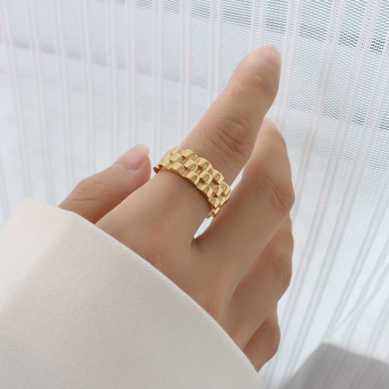 18K Yellow Gold Women Watch Ring Band