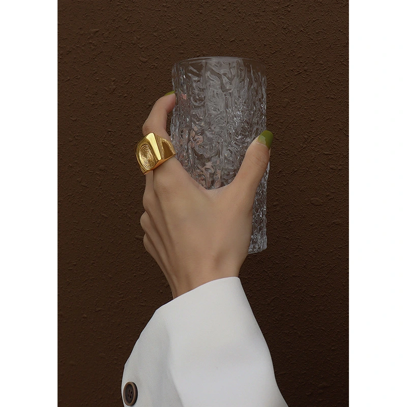  18k gold plated stainless steel fingerprint decryption signet ring