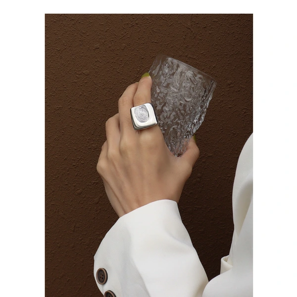  18k gold plated stainless steel fingerprint decryption signet ring