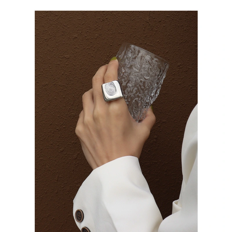  18k gold plated stainless steel fingerprint decryption signet ring