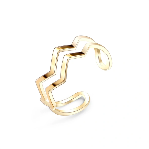 irregular shaped geometric wave open adjustable stackable rings