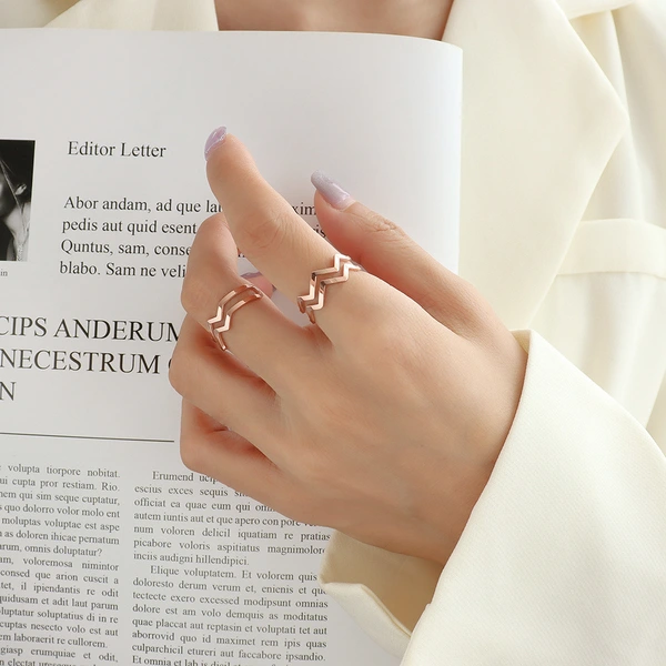 irregular shaped geometric wave open adjustable stackable rings