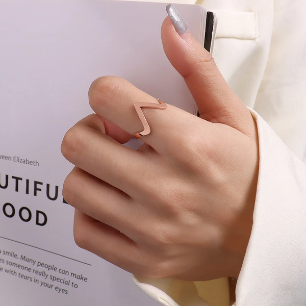 18K Gold Plated Stainless steel ring Hollow metal adjustable ring