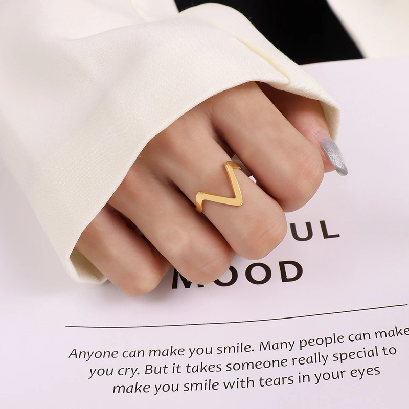 18K Gold Plated Stainless steel ring Hollow metal adjustable ring