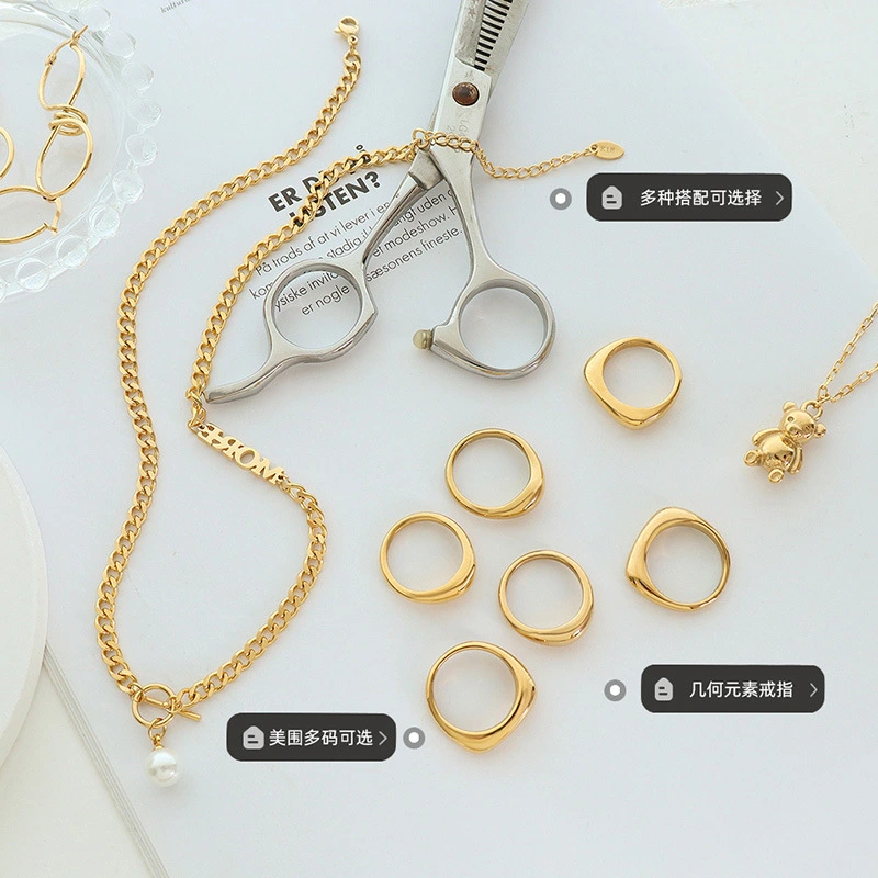 18K Gold Plated Blank Bar Rings