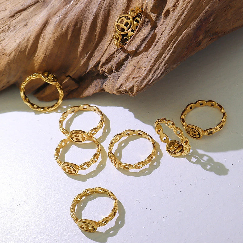 Alphabet Letter Cuban Ring Jewelry Designs