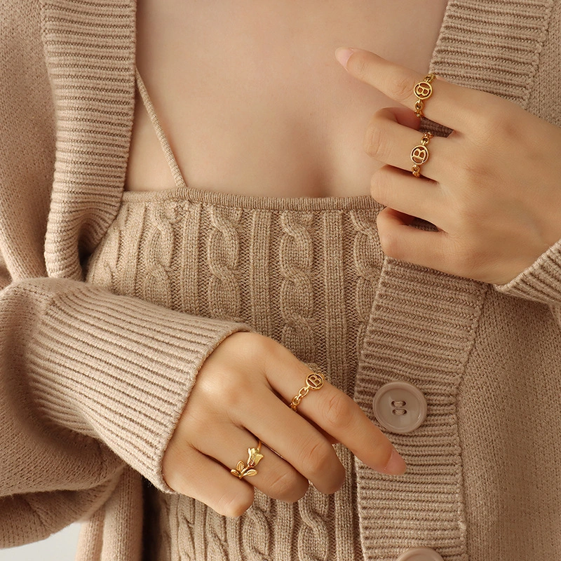 Alphabet Letter Cuban Ring Jewelry Designs