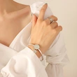 Stainless Steel White Shell Gold Plated Bangle Bracelet