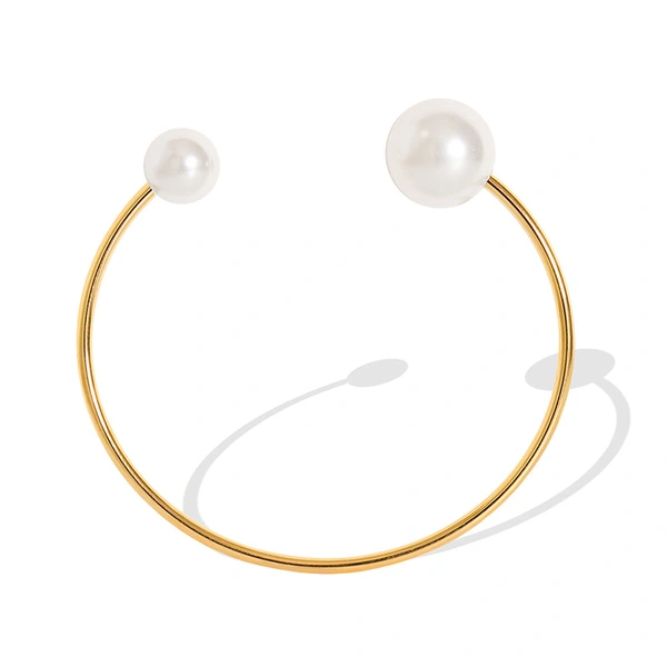 Large Round Pearl Bangle Bracelet