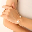 Large Round Pearl Bangle Bracelet