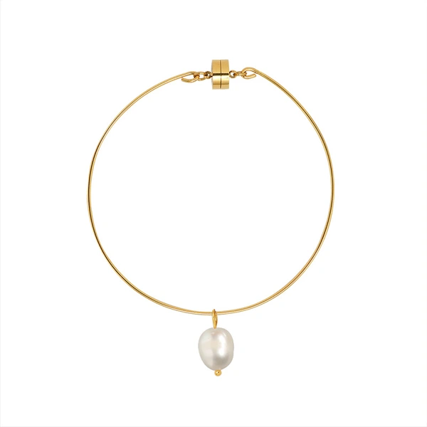 Stainless Steel Magnetic Freshwater Pearl Bangle Bracelet