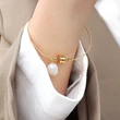 Stainless Steel Magnetic Freshwater Pearl Bangle Bracelet
