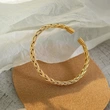 18K Gold Plated Stainless Steel Woven Bangle Bracelet