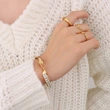 Women Fashion Design White CZ Line Stone Bangle Bracelet