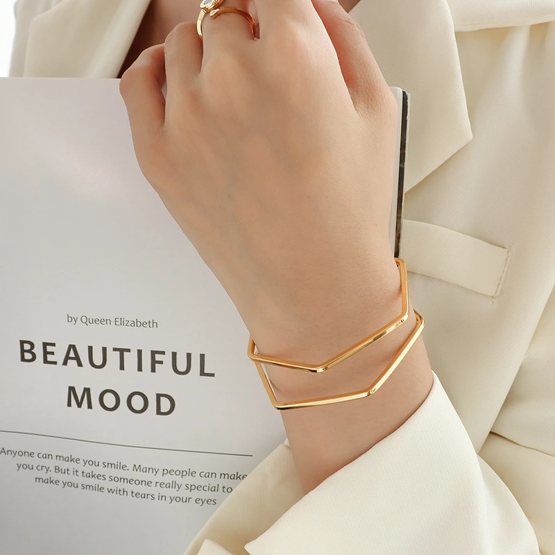 18K Gold Plated Irregular Bangle Bracelet