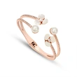 Mother of Pearl and Flower Rose Gold Plated Bangle Bracelet