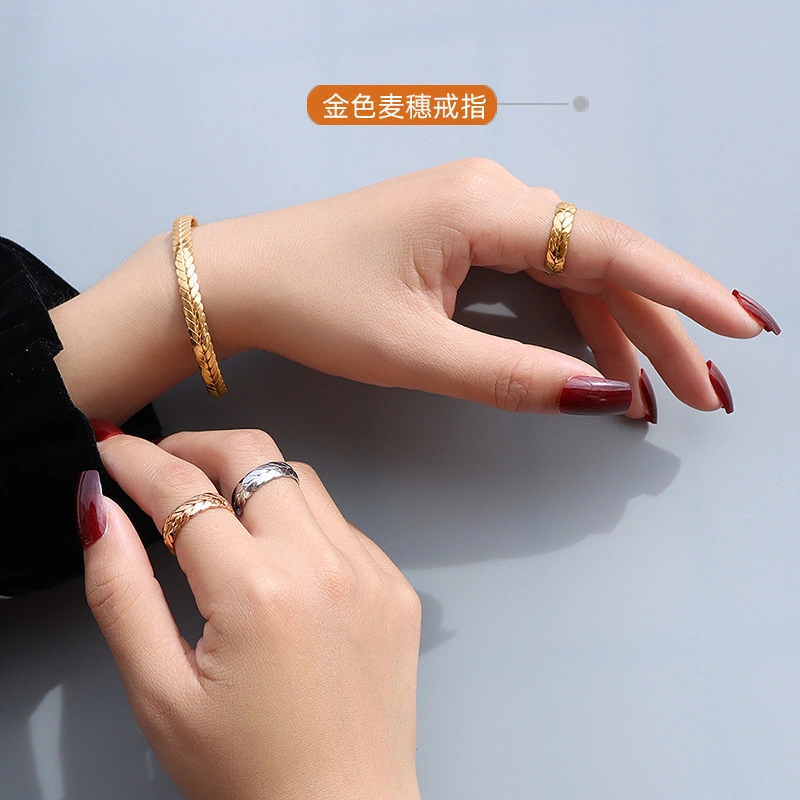 18K Gold Plated Wheat Design Bangle Bracelet