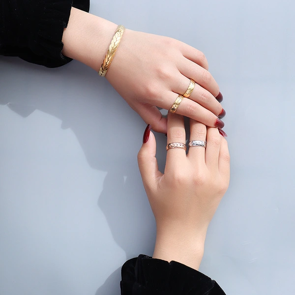 18K Gold Plated Wheat Design Bangle Bracelet