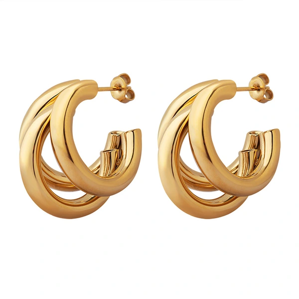 18K Gold Color Trendy Hoop Earrings
