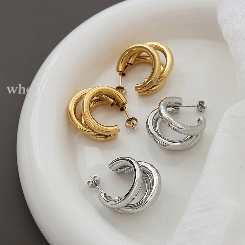 18K Gold Color Trendy Hoop Earrings