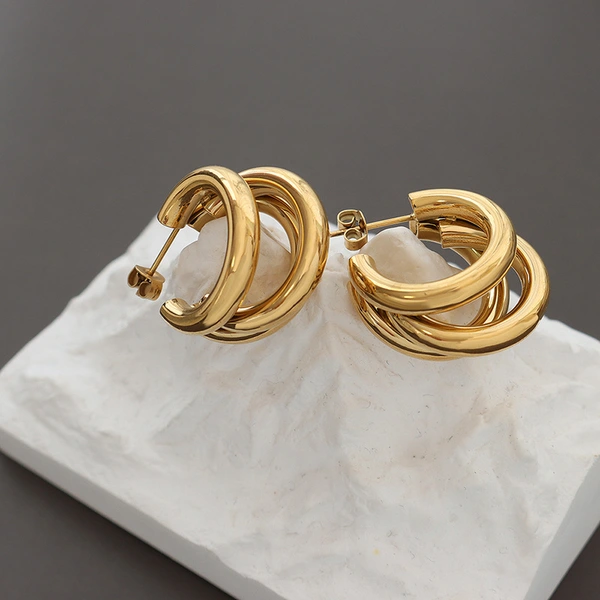 18K Gold Color Trendy Hoop Earrings