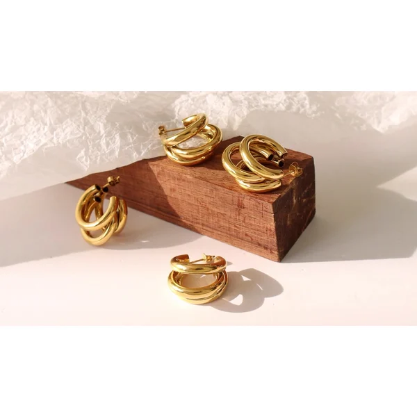 18K Gold Color Trendy Hoop Earrings