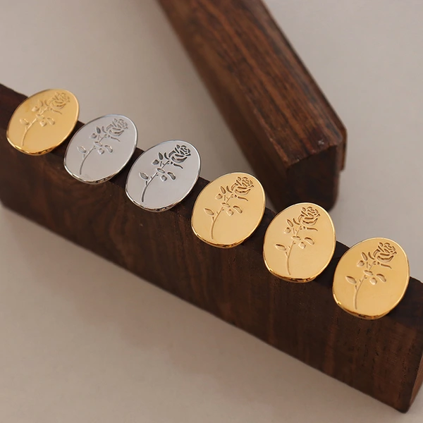 Yellow Gold Roseflower Stud Earrings