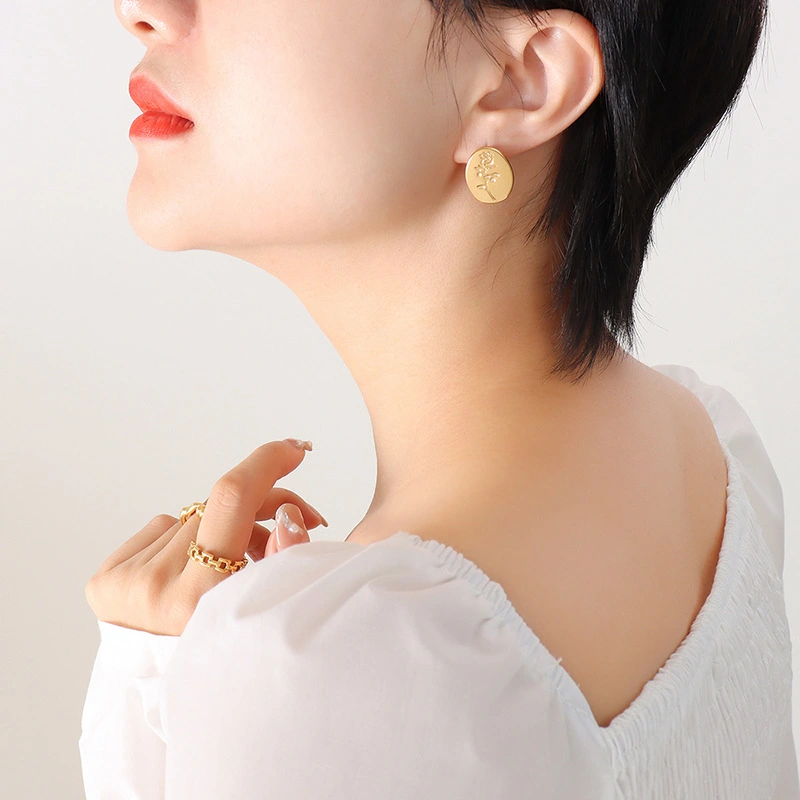 Yellow Gold Roseflower Stud Earrings