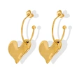 Stainless Steel Heart Gold Hoop Earrings
