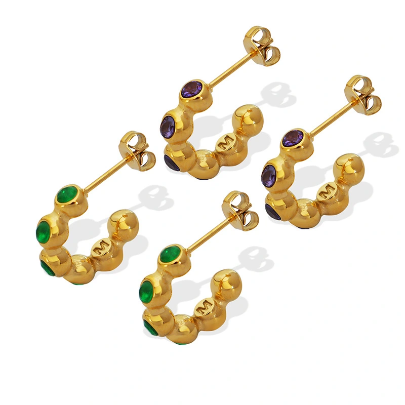 Fashion 18K Gold Plated Stainless Steel Women Earings