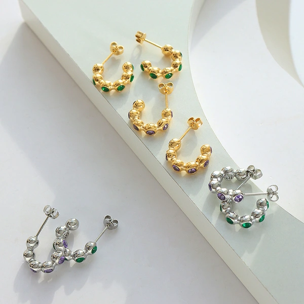 Fashion 18K Gold Plated Stainless Steel Women Earings