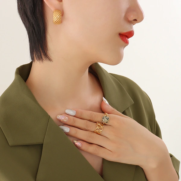 Large Hoop Earrings Stainless Steel Gold Color