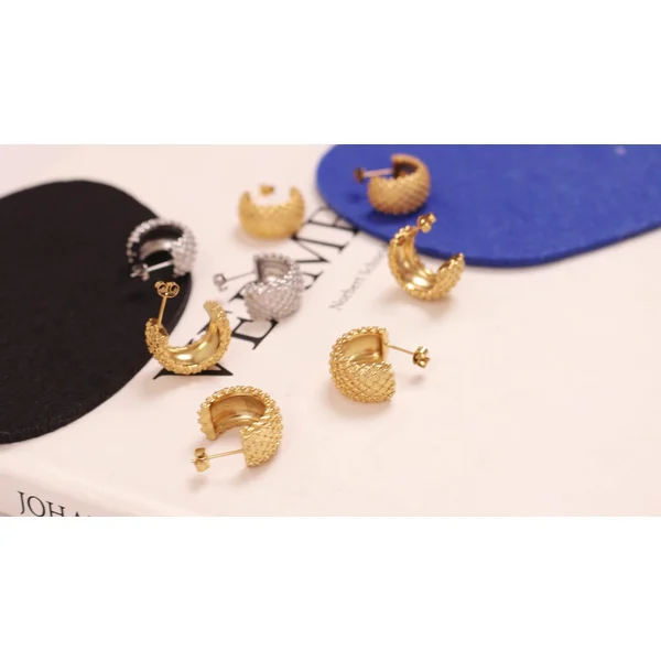 Large Hoop Earrings Stainless Steel Gold Color