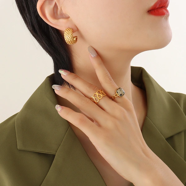 Large Hoop Earrings Stainless Steel Gold Color