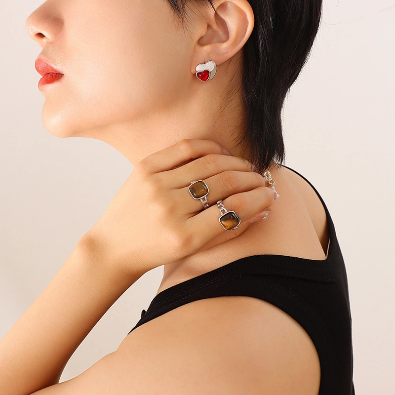 Heart Shape Stainless Steel Heart Earrings