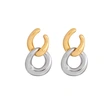 Stainless Steel Two Tone Hoop Earrings Gold Plated