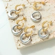 Stainless Steel Two Tone Hoop Earrings Gold Plated