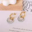 Stainless Steel Two Tone Hoop Earrings Gold Plated