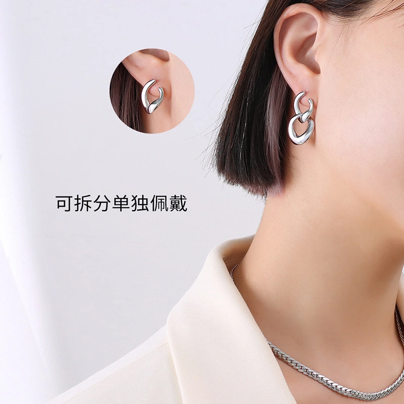 Stainless Steel Two Tone Hoop Earrings Gold Plated