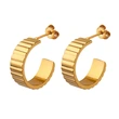 Fashion Women Gold Plated Stainless Steel Hoop Earrings