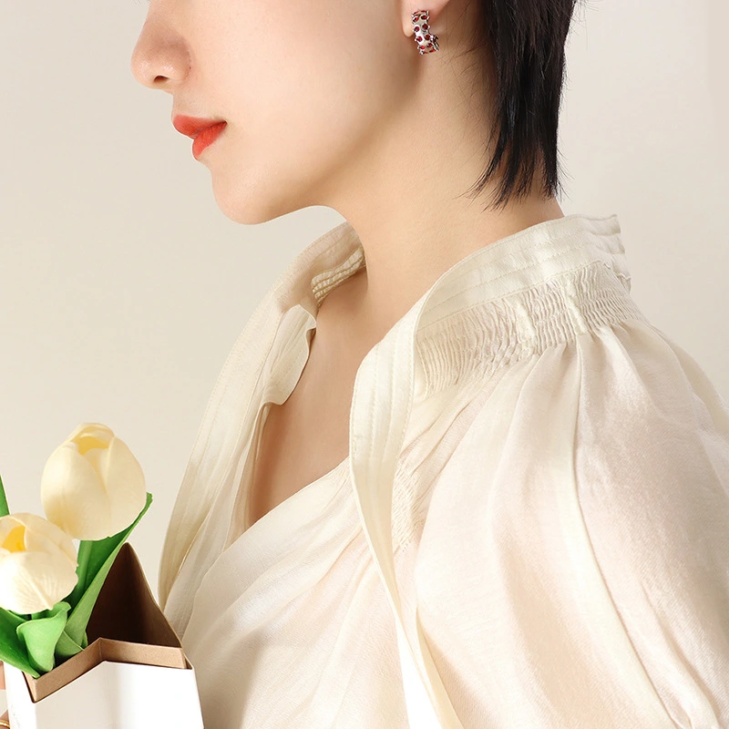 Color Stone 18K Gold Stainless Steel Earrings