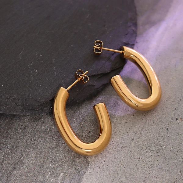 18K Gold Stainless Steel Hoop Earrings Women Earrings Hoops