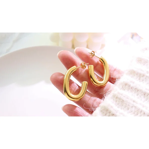 18K Gold Stainless Steel Hoop Earrings Women Earrings Hoops